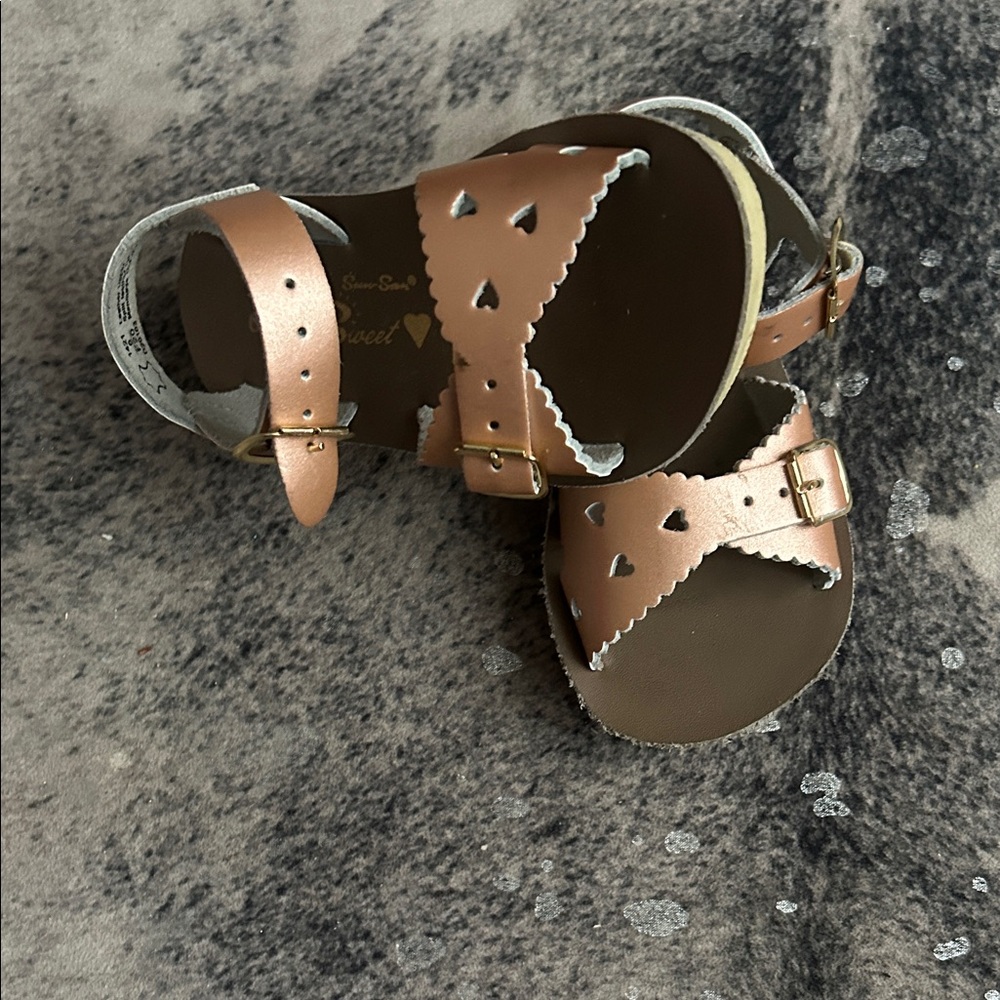 Kids Brown Sandals with Heart Cutouts